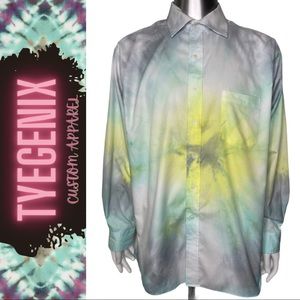 Upcycled Button Front Long Sleeve Tie Dye Shirt